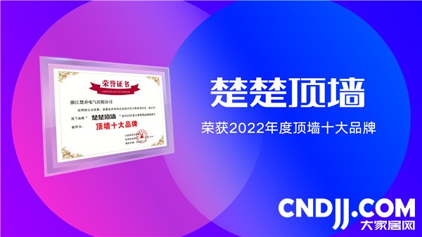 楚楚荣膺“大家居网2022年度顶墙十大品牌”